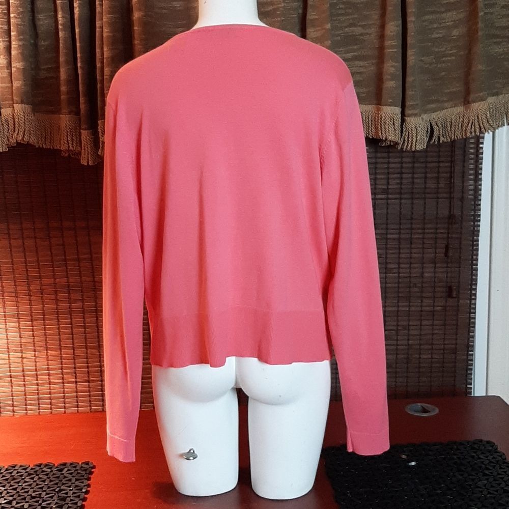 MODA INTERNATIONAL Woman's  FushaPink Silk Carnigan‎ Sweater XL - Picture 5 of 10